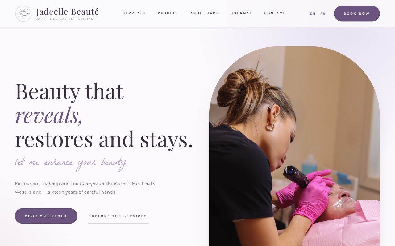 Jadeelle Beauté website